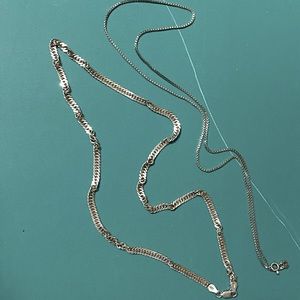 2 sterling silver marked .925 Italy chain necklaces